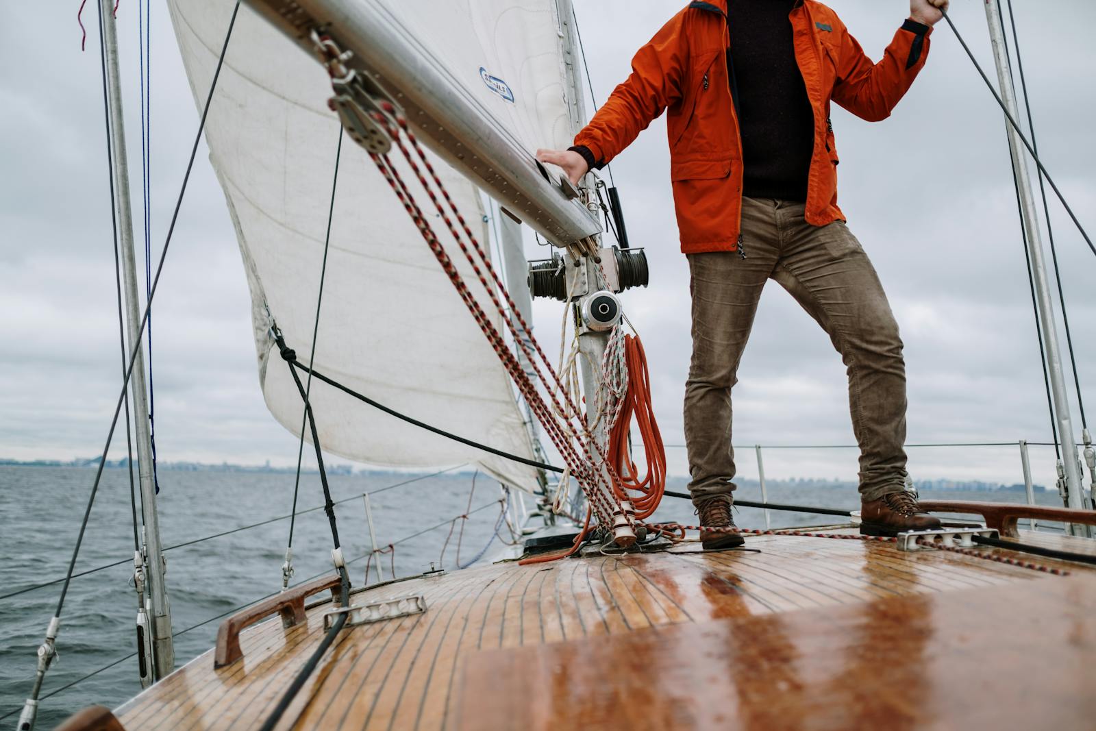 Man Standing on the Deck of a Sail Ship